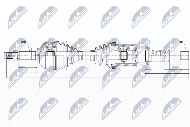 NTY NPWFR076 Полуось Ford Transit 330