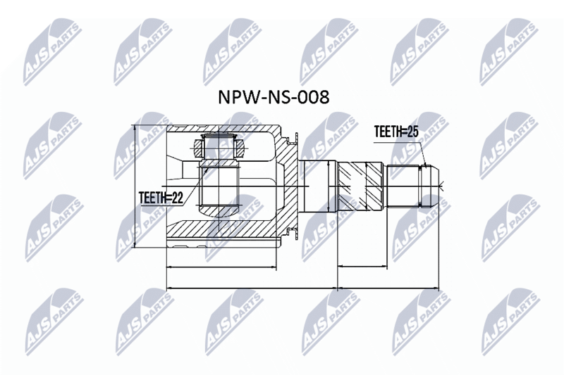 NTY NPWNS008 ШРУС внутренний передний