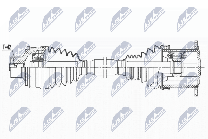 NTY NPWAU037 Полуось: AUDI A4 B8