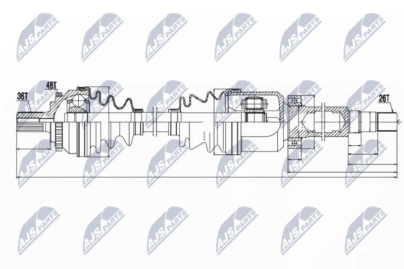 NTY NPWVV011 Полуось Volvo S80 2.0/2.4/2.4