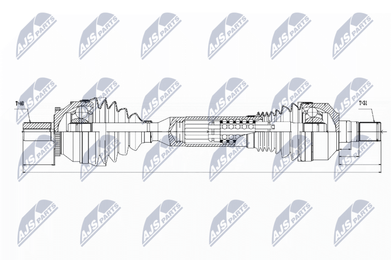 NTY NPWVV063 Полуось VOLVO XC90 D3/D5 02-14