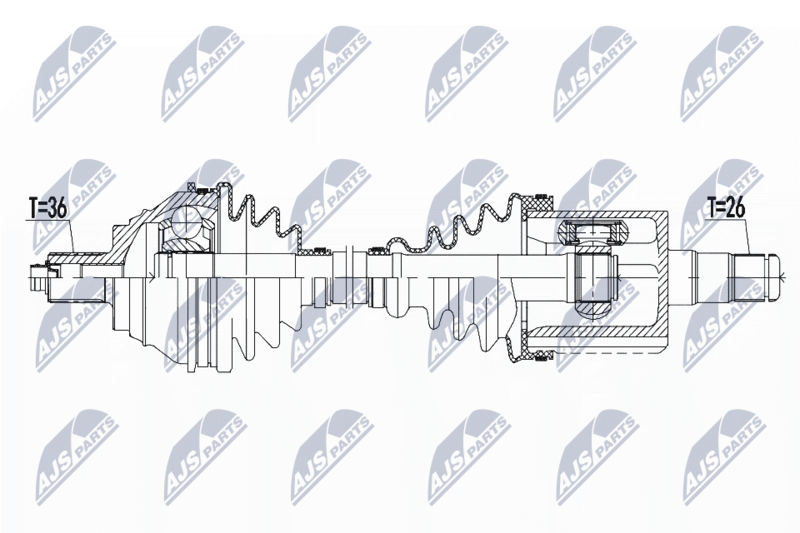 NTY NPWVW133 ПОЛУОСЬ VW TIGUAN 4MOTION
