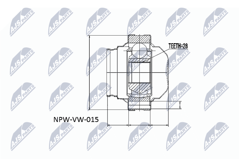 NTY NPWVW015 ШРУС ВНУТР VW T5 1.9TDI /ЛЕВ/