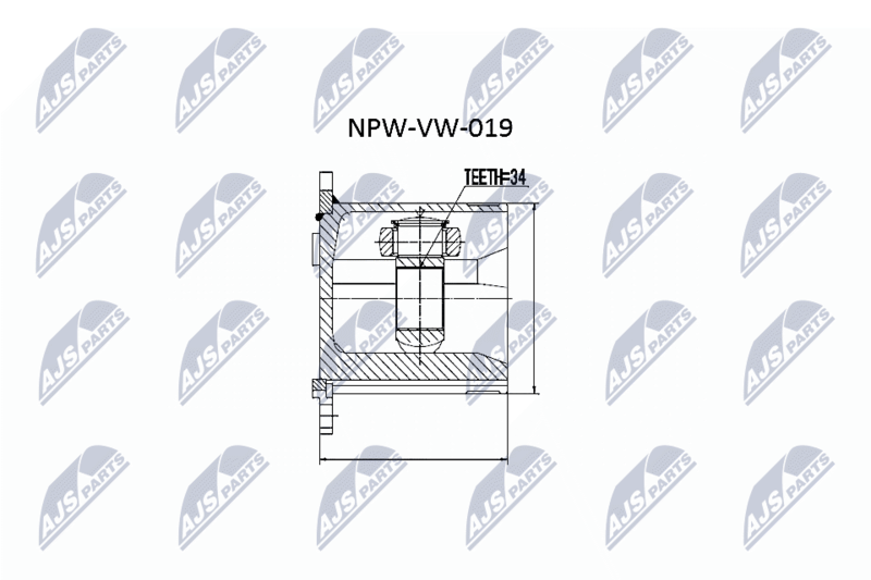 NTY NPWVW019 NPW-VW-019 NTY, ШРУС ВНУТР. VW