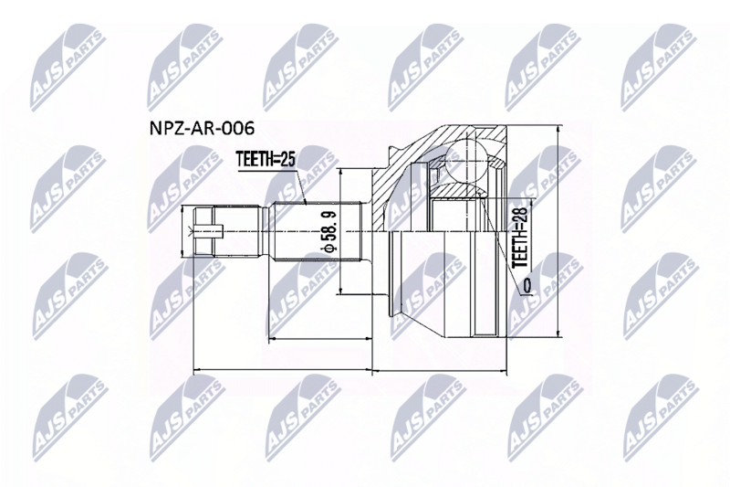 NTY NPZAR006 Шарнирный комплект, приводной