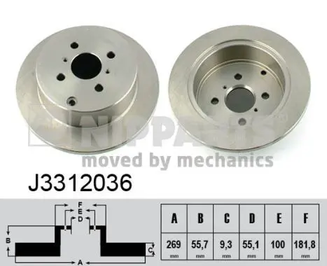 Nipparts J3312036 Диск тормозной задний (Мин 2