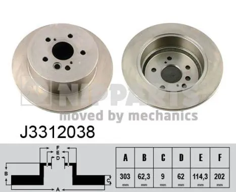 Nipparts J3312038 Диск тормозной зад RAV 4 2.0
