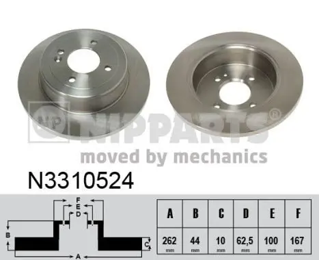 Nipparts N3310524 Диск торм.задний Hyundai