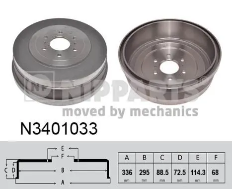 Nipparts N3401033 Барабан тормозной NISSAN