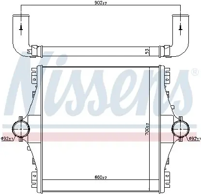 NISSENS 96964 Интеркулер 660x704x50