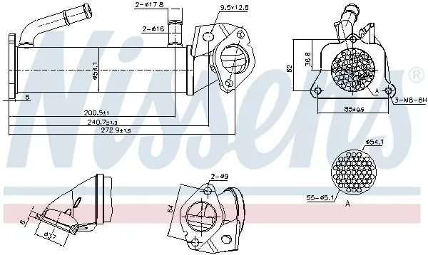 NISSENS 989321 Радиатор, рециркуляция ОГ