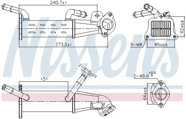 NISSENS 989451 Радиатор, рециркуляция ОГ
