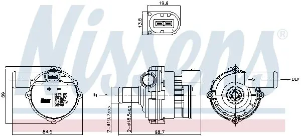 NISSENS 832169 Дополнительный водяной насос