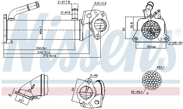 NISSENS 989322 Радиатор, рециркуляция ОГ