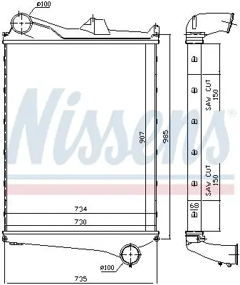 Nissens 97006 Интеркулер (900 x 730 x 67)