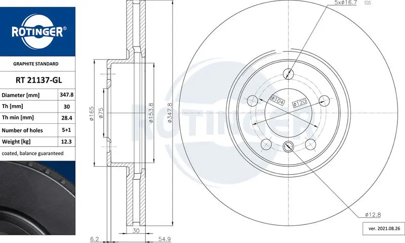 ROTINGER RT21137GL Brake disc