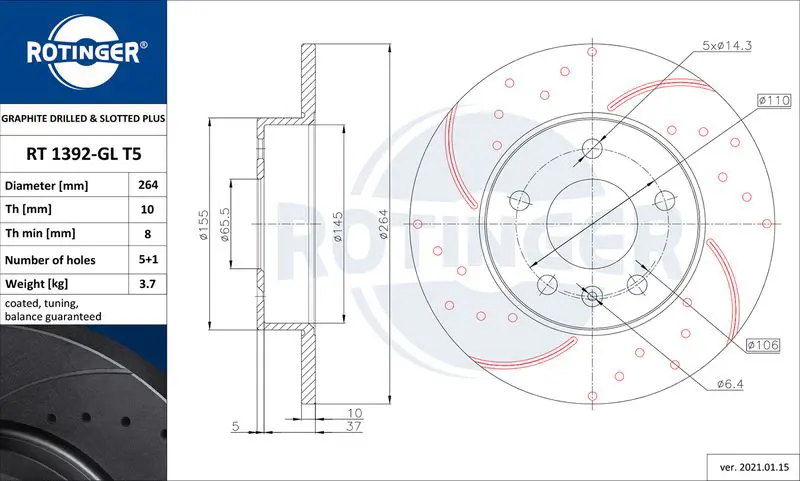 ROTINGER RT1392GLT5 Тормозной диск