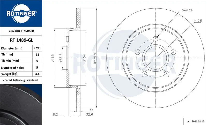 ROTINGER RT1489GL Тормозной диск
