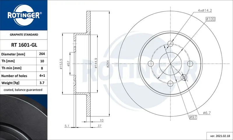 ROTINGER RT1601GL Тормозной диск