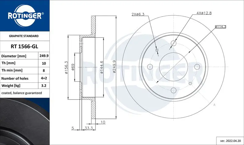 ROTINGER RT1566GL Brake disc