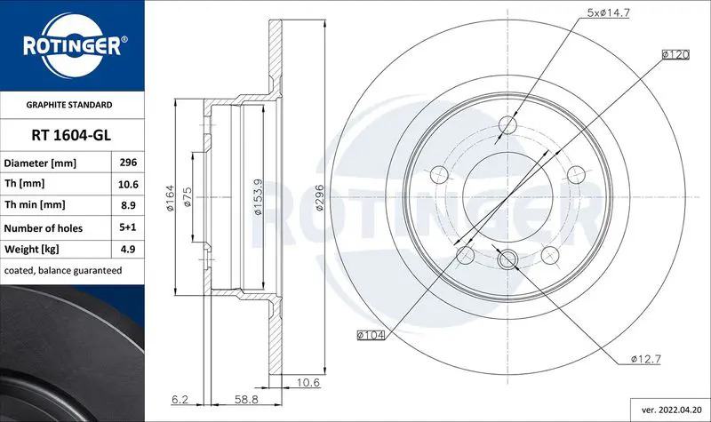 RT 1604-GL Brake disc