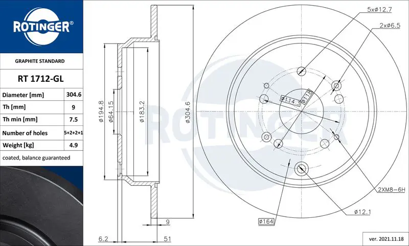 ROTINGER RT1712GL Тормозной диск