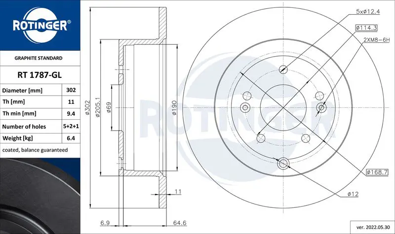 ROTINGER RT1787GL Тормозной диск