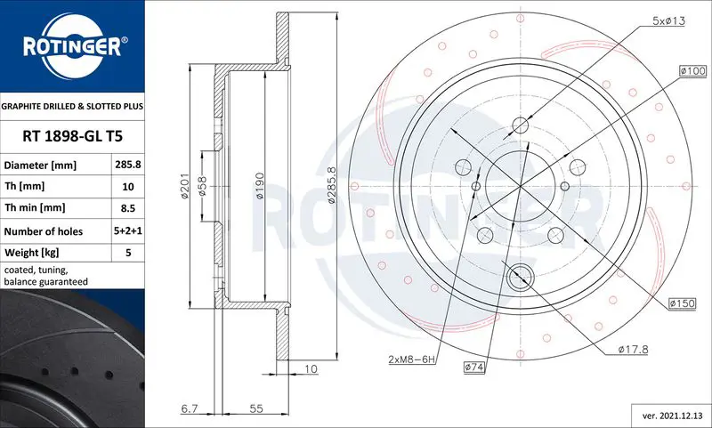 ROTINGER RT1898GLT5 Тормозной диск