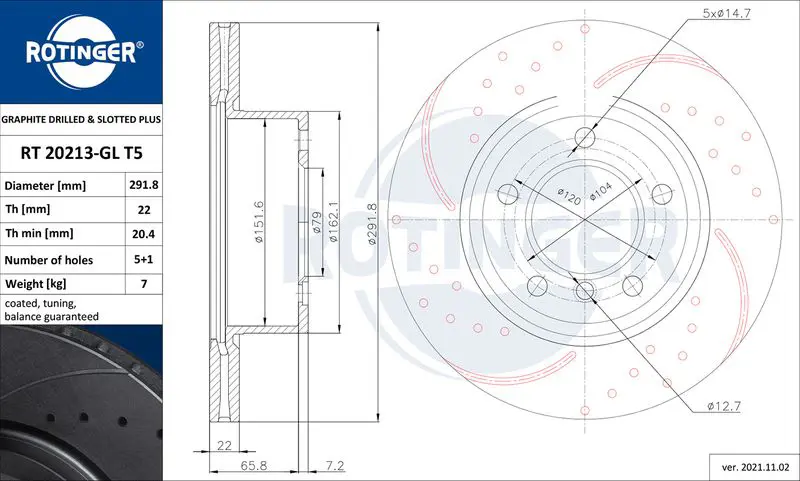 ROTINGER RT20213GLT5 Brake disc