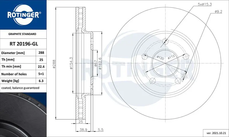 ROTINGER RT20196GL Тормозной диск