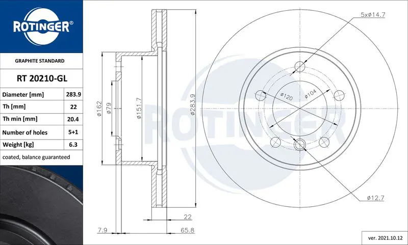 RT 20210-GL Диск тормозной графитовый