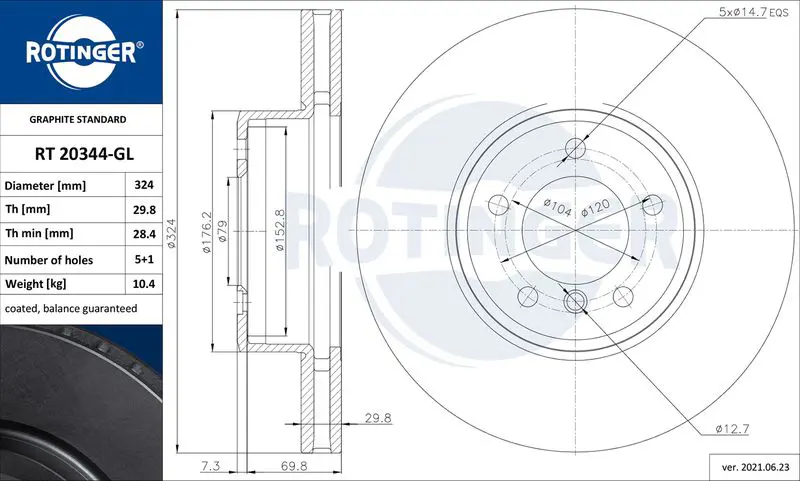 ROTINGER RT20344GL Тормозной диск