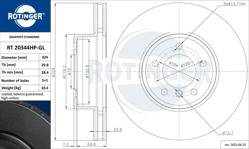 ROTINGER RT20344HPGL Brake disc
