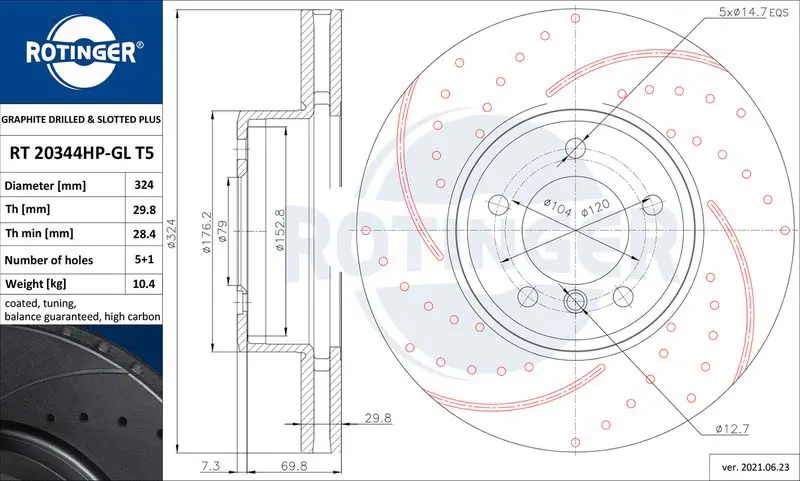 ROTINGER RT20344HPGLT5 Тормозной диск