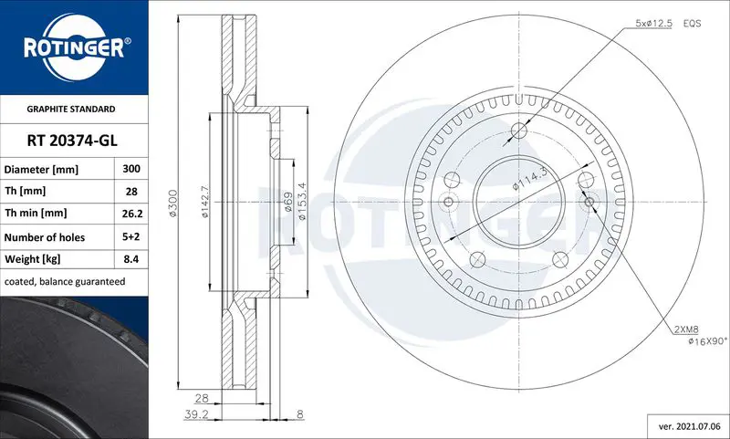 RT 20374-GL Тормозной диск
