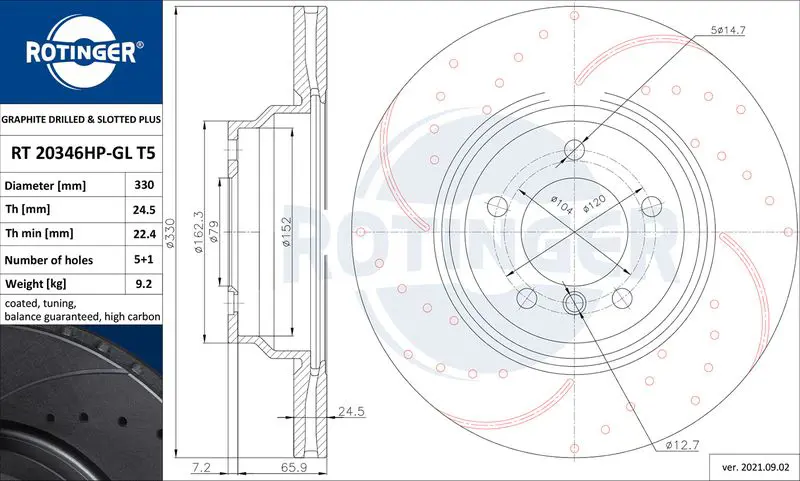 ROTINGER RT20346HPGLT5 Brake disc