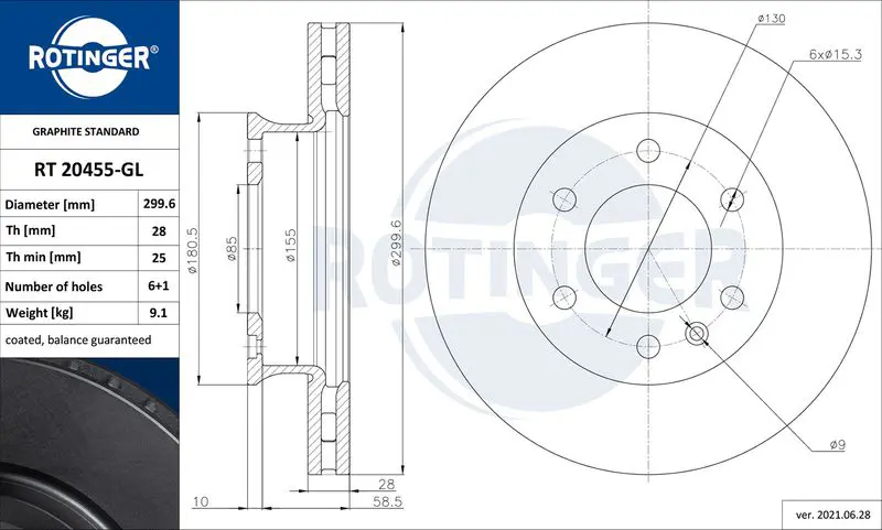 ROTINGER RT20455GL Тормозной диск