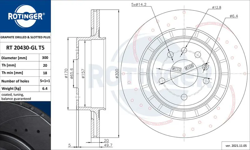 ROTINGER RT20430GLT5 Диск тормозной графитовый с