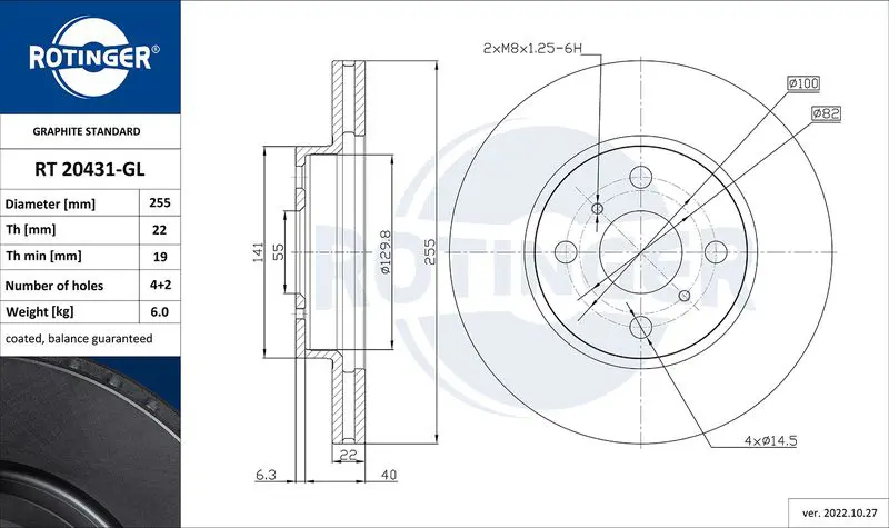 ROTINGER RT20431GL Тормозной диск