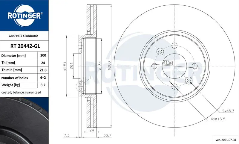 ROTINGER RT20442GL Тормозной диск