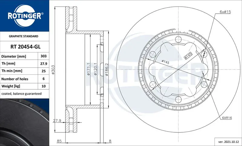 ROTINGER RT20454GL Диск тормозной графитовый