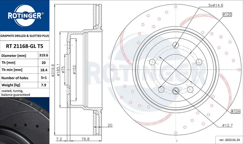 ROTINGER RT21168GLT5 Brake disc
