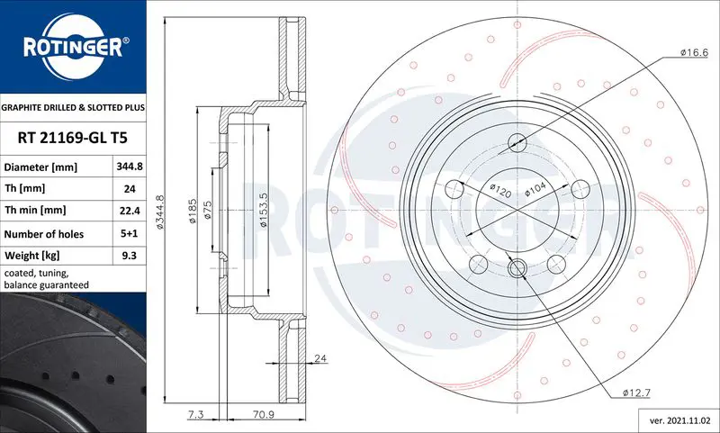 ROTINGER RT21169GLT5 Тормозной диск