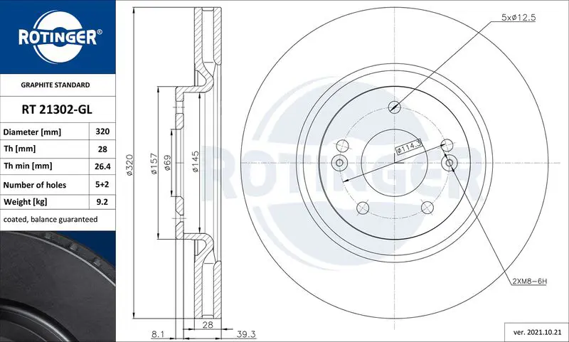 ROTINGER RT21302GL Диск тормозной графитовый