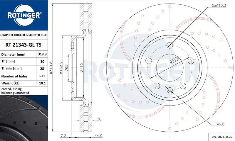 RT 21343-GL T5 Диск тормозной графитовый с
