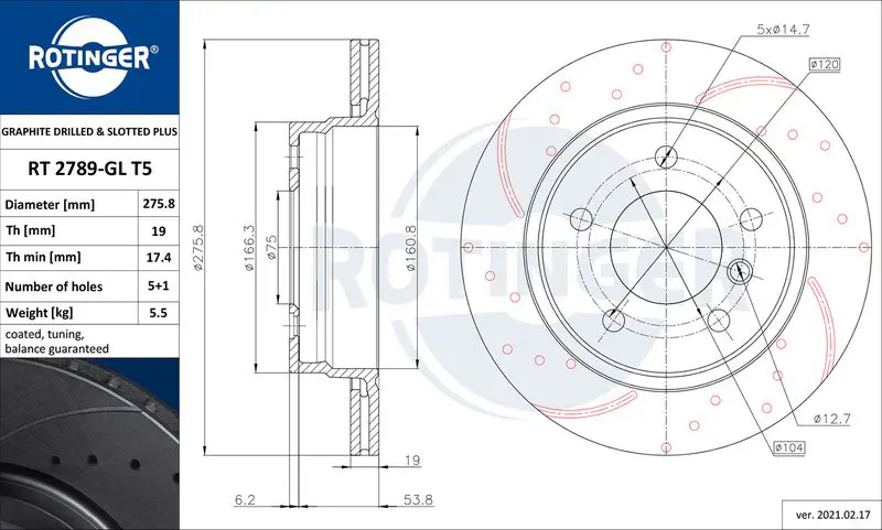ROTINGER RT2789GLT5 Тормозной диск