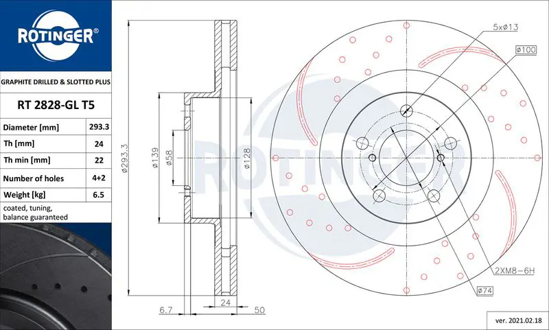ROTINGER RT2828GLT5 Тормозной диск