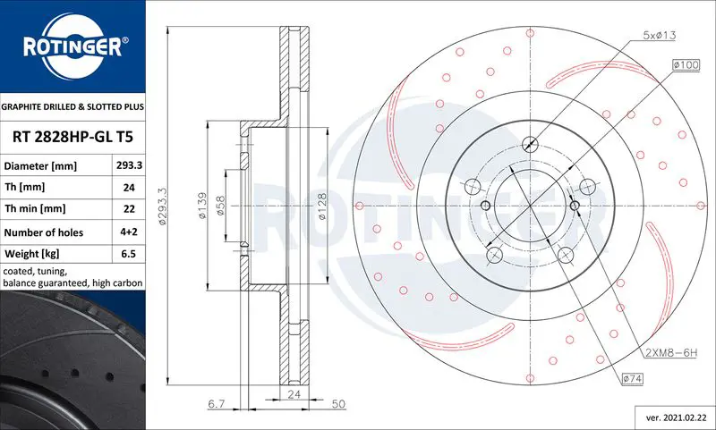 ROTINGER RT2828HPGLT5 Тормозной диск
