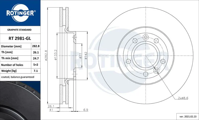 ROTINGER RT2981GL Тормозной диск