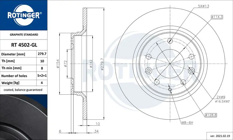 ROTINGER RT4502GL Тормозной диск